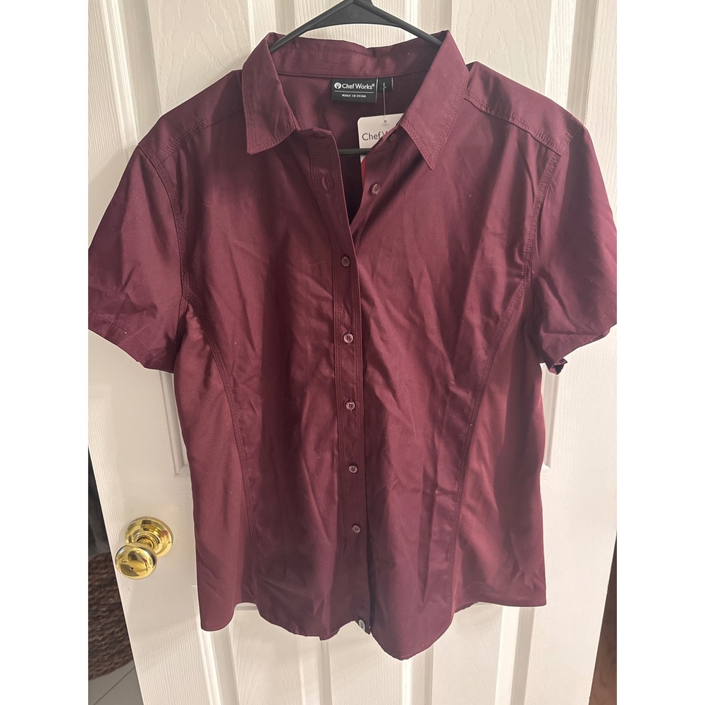 Chef Works Merlot Short Sleeve Button Down Shirt Mesh Panels CSWV-MER-L Large